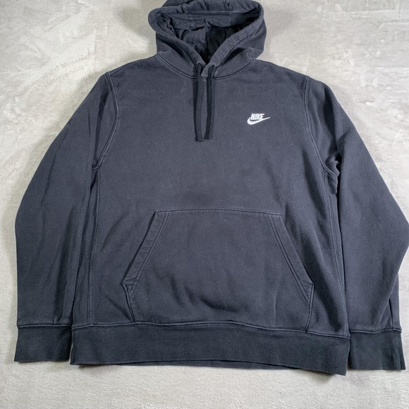 Nike Hoodie Sweatshirt Mens Large Black Pullover Fleece Embroidered Swoosh Logo - Picture 1 of 9